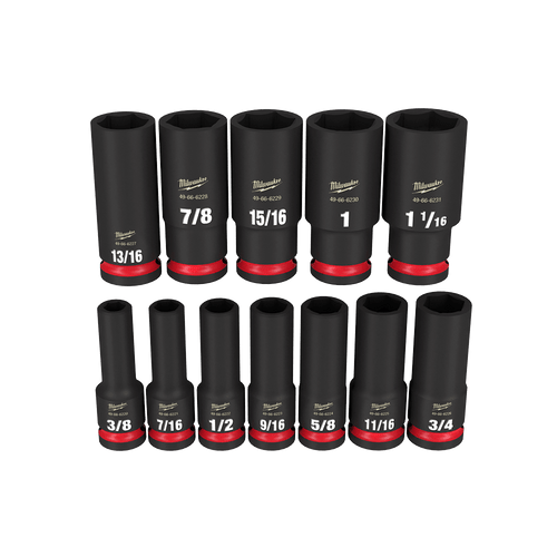12PC 1/2\" DRV SAE DEEP 6 PT SHOCKWAVE IMPACT SOCKET SET