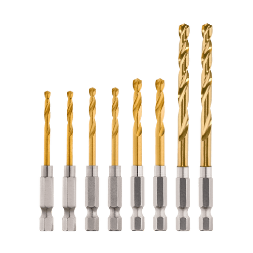8PCE SHOCKWAVE 3-4.8MM RED HELIX TITANIUM DRILL BIT