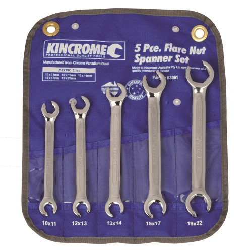 SPANNER SET FLARE NUT 5 PIECE METRIC