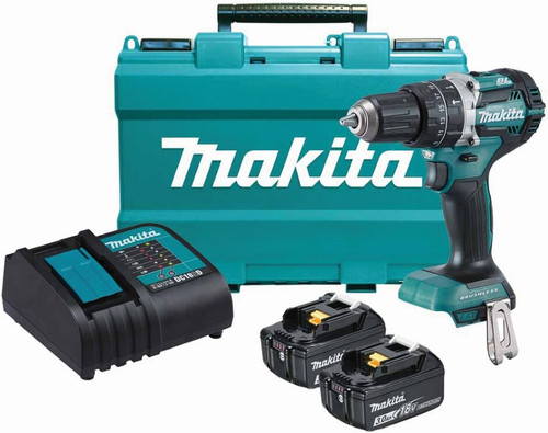 18V B/LESS H/DUTY HAMMER DRIVER DRILL 2X3AH BAT,CHARG & CASE