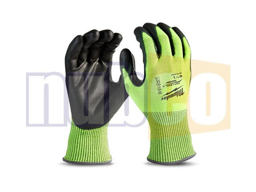 L HIGH VISIBILITY CUT LEVEL 4 POLYURETHANE DIPPED GLOVES