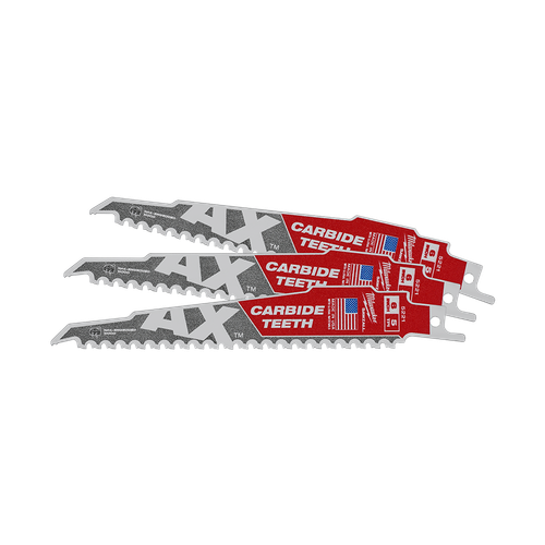 150MM 5TPI 3PK AX CARBIDE TEETH SAWZALL BLADES