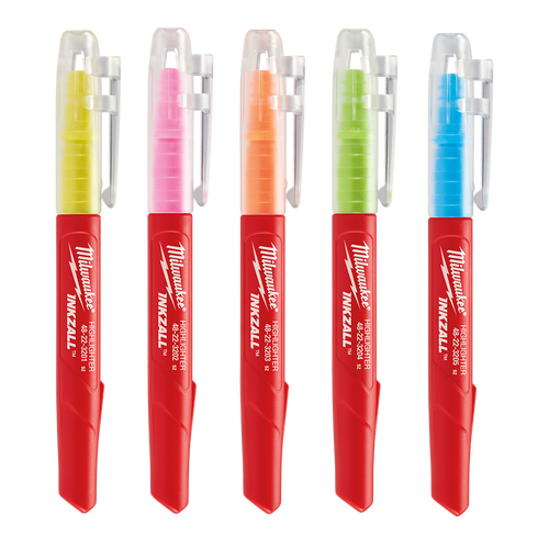 INKZALL 5PK COLOURED JOBSITE HIGHLIGHTERS