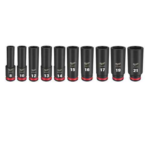 10PC 3/8\" DRV METRIC DEEP 6PT SHOCKWAVE IMPACT SOCKET SET