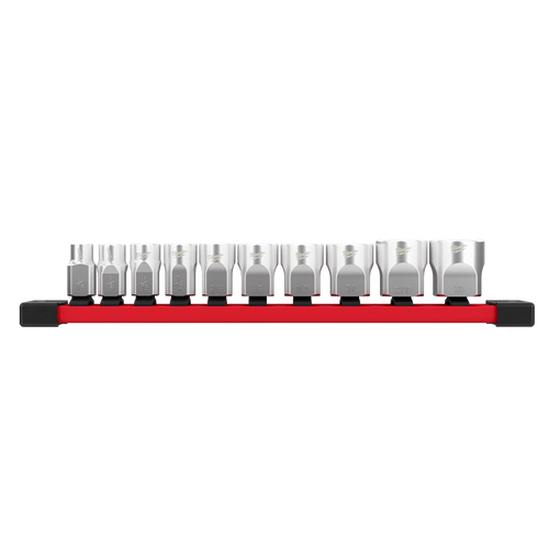 10PC 3/8\" DRIVE STANDARD SAE SOCKET SET ON RAIL