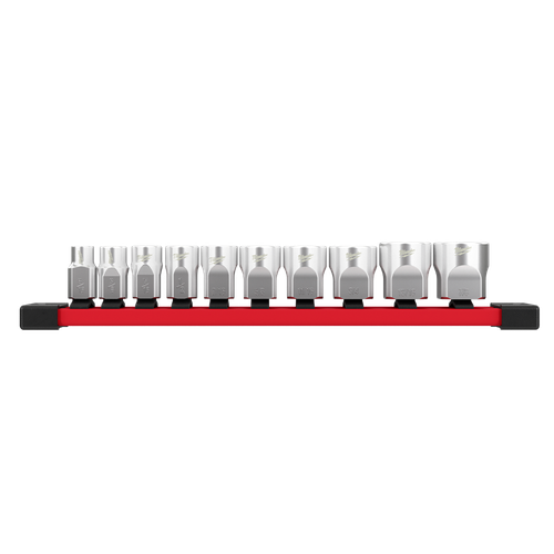 10PC 3/8\" DRIVE STANDARD SAE SOCKET SET ON RAIL
