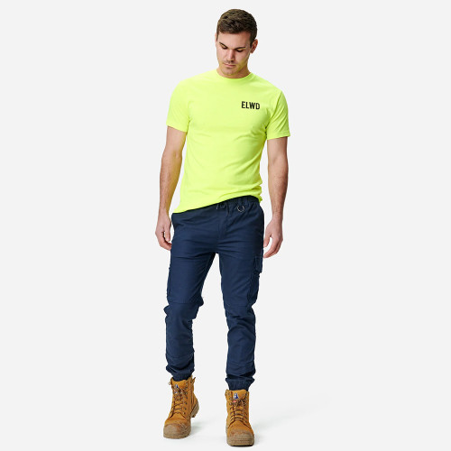 SZ 28 NAVY EDW109 MENS CUFFED ELASTIC PANT
