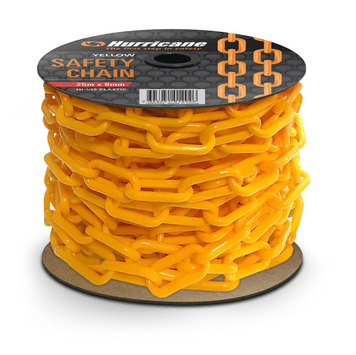 8MMX25M YELLOW PLASTIC SAFETY CHAIN