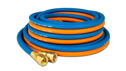 5M TWIN GAS HOSE WITH FITTINGS - OXYGEN & LPG