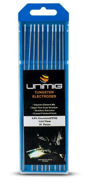 10PK 3.2MM WHITE ZIRCONIATED TUNGSTEN ELECTRODES