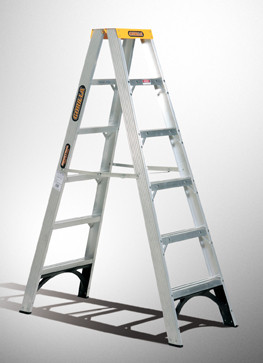 DOUBLE SIDED ALUM STEP LADDER 1.8M 6FT 150KG IND