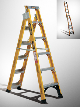 1.8-3.2MTR 150KG INDUSTRIAL FIBREGLASS DUAL PURPOSE  LADDER