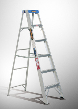 SINGLE SIDED ALUM STEP LADDER 1.8M 6FT 120KG IND