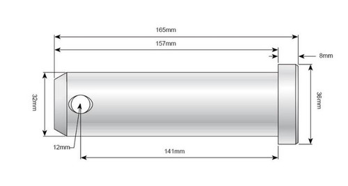 32MM (1.1/4) CAT3 TOP LINK TRACTOR PIN 165MM LONG