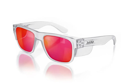 FUSIONS SAFETY GLASSES CLEAR FRAME / RED POLARISED LENS