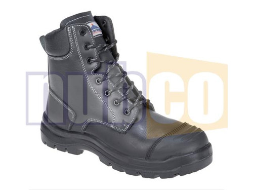 SIZE 10 BLK EDEN ZIP, L/UP SCUFF RESISTANT CAP SAFETY BOOT