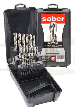 25PCE 1-13MM METRIC HSS SABER DRILL SET