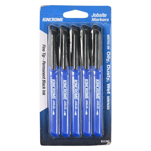 5PK BLACK FINE PERMANENT MARKER