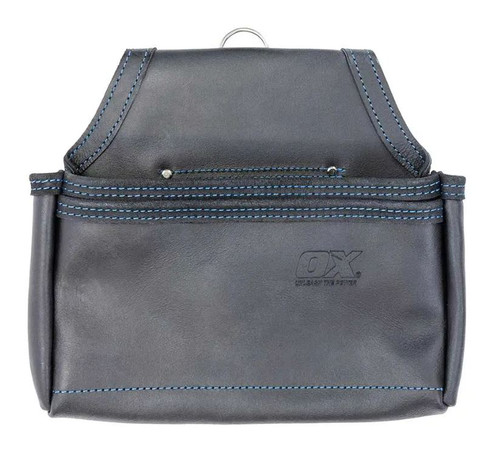 2 POCKET BLACK LEATHER NAIL BAG