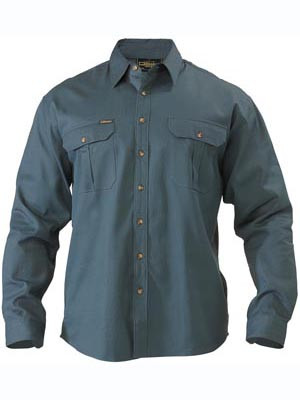 SHIRT BOTTLE GREEN COTTON DRILL L/S XL