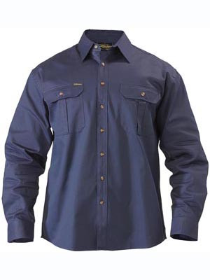 SHIRT NAVY COTTON DRILL L/S XL
