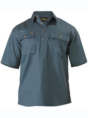 SHIRT C/DRILL CLOSED FRONT BOTTLE GREEN S/S XL