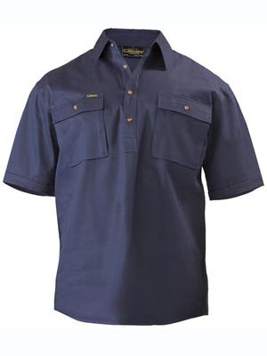 SHIRT C/DRILL CLOSED FRONT NAVY S/S XL