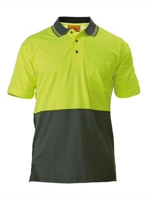 HI-VIZ S/S POLO SHIRT YELLOW/BOTTLE M
