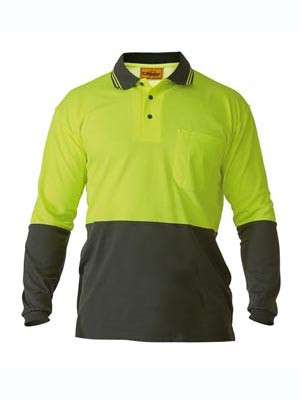 HI-VIZ L/S POLO SHIRT YELLOW/BOTTLE XL
