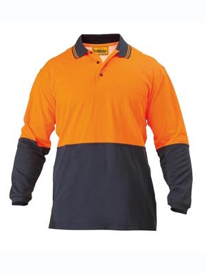 HI-VIZ L/S POLO SHIRT ORANGE/NAVY 5XL