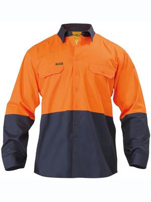 HI-VIZ LIGHTWEIGHT L/S SHIRT ORANGE/NAVO XL