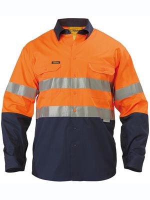 HI-VIZ LIGHTWEIGH TAPED L/S SHIRT ORANGE/NAVY XL