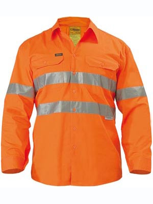HI-VIZ LIGHTWEIGH TAPED L/S SHIRT ORANGE 2XL