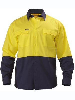 HI-VIS 2-TONE SLEEVE SHIRT YELLOW/NAVY L