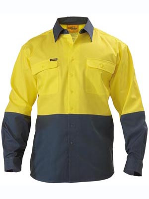 HI-VIS 2-TONE SLEEVE SHIRT YELLOW/BOTTLE S