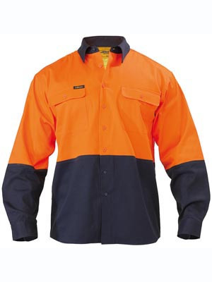 HI-VIS 2-TONE SLEEVE SHIRT ORANGE/NAVY 5XL