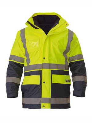 5 IN 1 HI-VIS RAIN JACKET TAPED Y/N 5XL