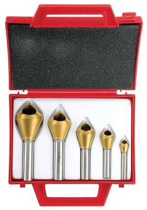5PCE COUNTERSINK SET 90DEG-HOLE-TITANIUM