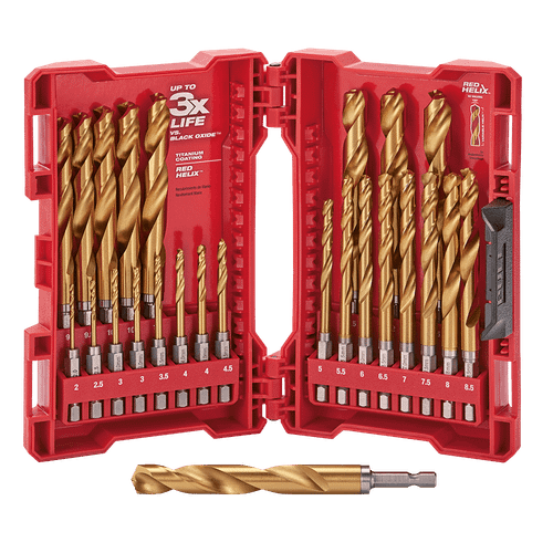 25PCE 2-13MM RED HELIX TITANIUM DRILL BIT SET