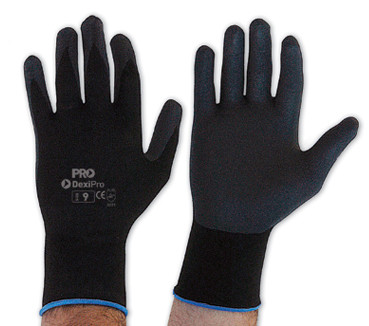 SZ.8 DEXIPRO LIGHTWEIGHT NITRILE COATED GLOVES