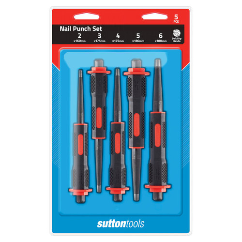 5PCE NAIL PUNCH SET SOFT GRIP (2, 3, 4, 5, 6MM)