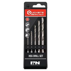 5PCE 2 - 6MM MET HSS QUICK IMPACT DRILL SET