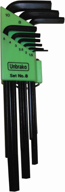 9PCE 1.5-10MM METRIC LONG ARM HEX KEY SET