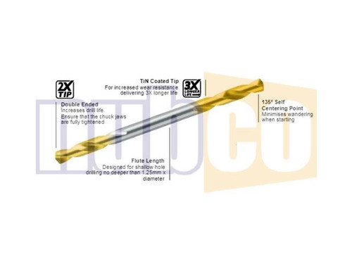 NO.20 DOUBLE ENDED 10PK TUPOINT TIN COATED PANEL DRILL BITS