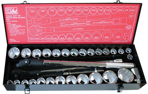 32PC 3/4\" DR 12PT METRIC/SAE SOCKET SET