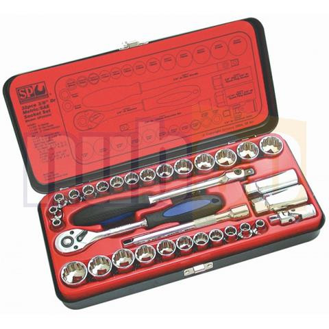 32PCE 3/8\"DR 6-22MM/1/4-7/8\" METRIC/IMP SOCKET SET