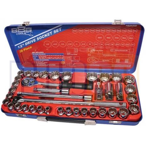  39PCE 8-32MM 3/8-1-1/4\" 1/2\" MET/IMP SOCKET SET