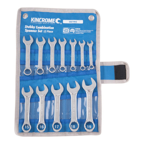12PCE 8-19MM STUBBY COMBINATION SPANNER SET