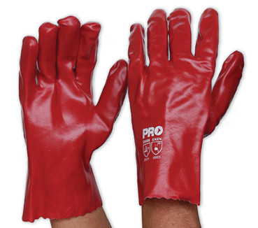 OSFA 27CM RED PVC SINGLE DIPPED GLOVES