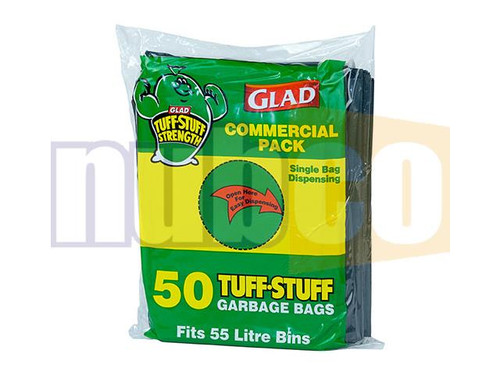 50PK 55L GREEN GARBAGE BIN BAGS